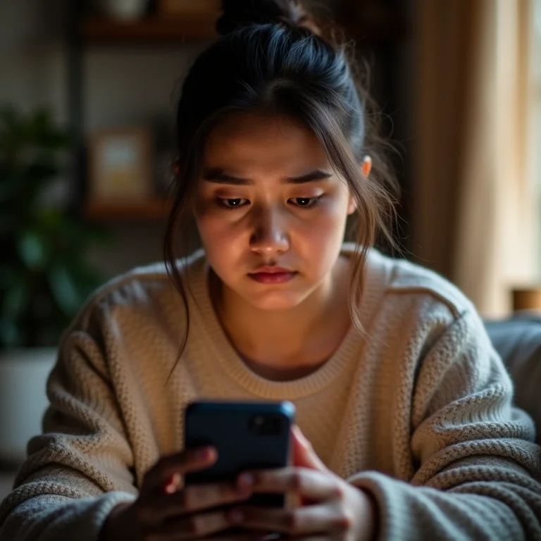 Mãe usando app de controle parental