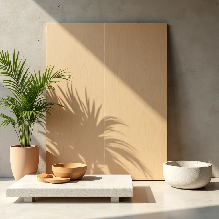 Materiais de construção ecológicos dispostos artisticamente