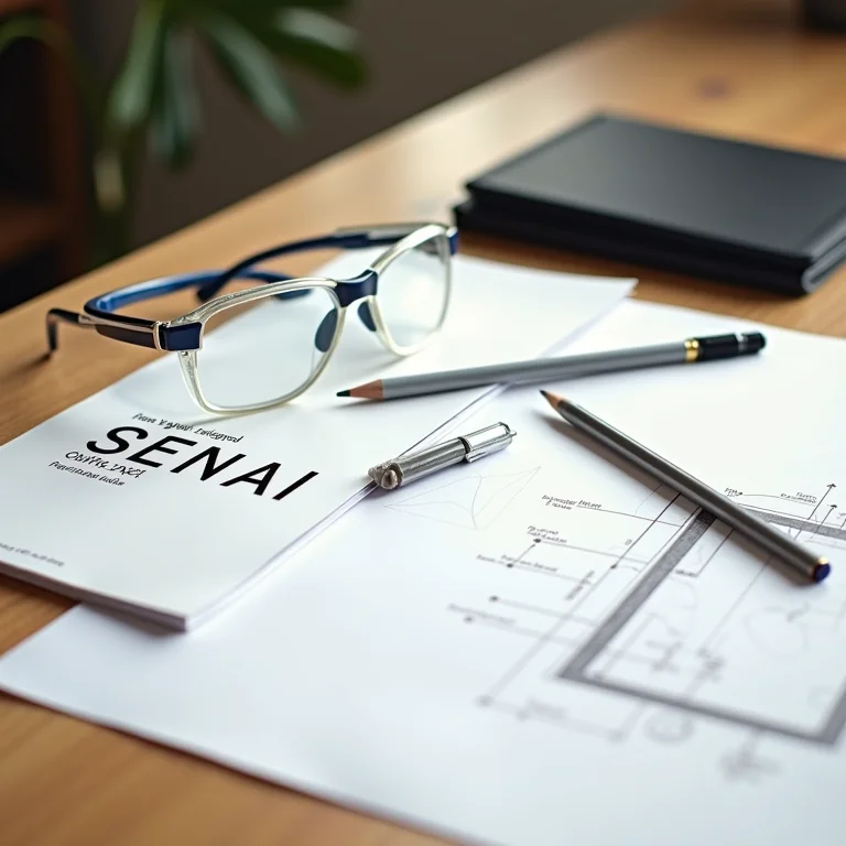 Materiais de estudo e trabalho em um curso técnico do SENAI