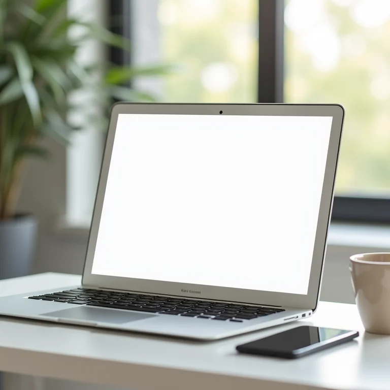 Modelo de currículo profissional e clean em tela de laptop.