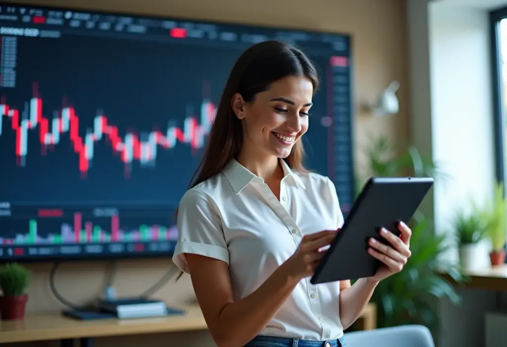 Investir em BDRs: Guia completo para iniciantes em 2024 Mulher analisando dados do mercado financeiro