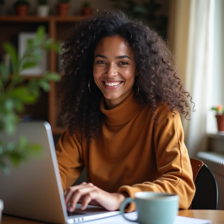 Mulher branca adicionando seções complementares ao currículo online.