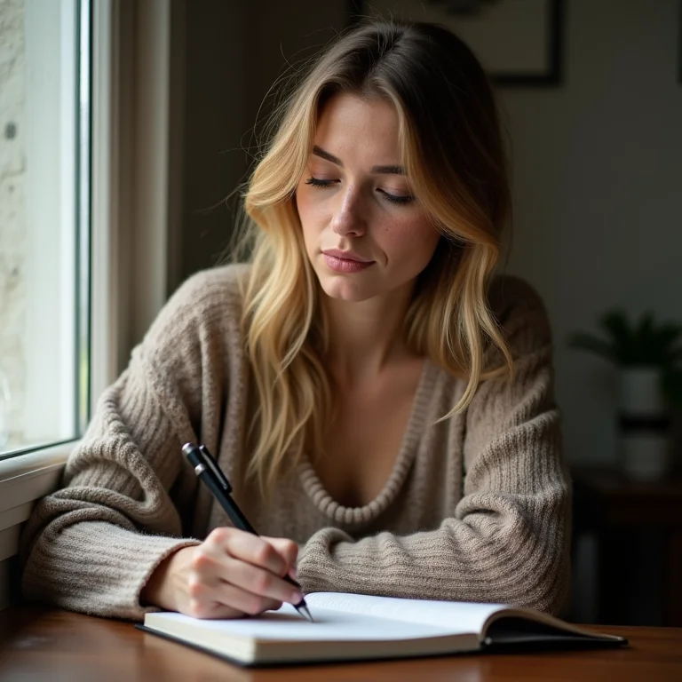 Mulher branca definindo metas realistas para a EEAR