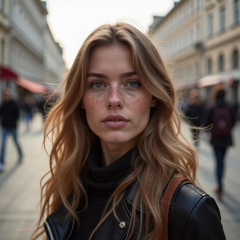 Mulher branca explorando a cidade nova de Dresden