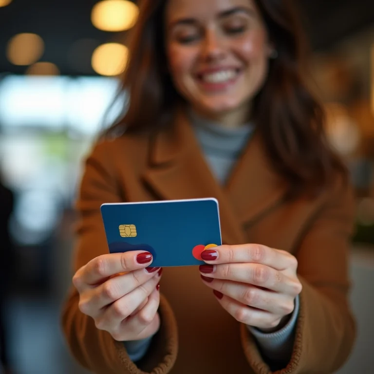 Mulher branca pagando com cartão de débito em uma loja