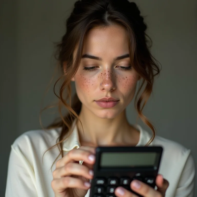 Mulher calculando seu patrimônio líquido
