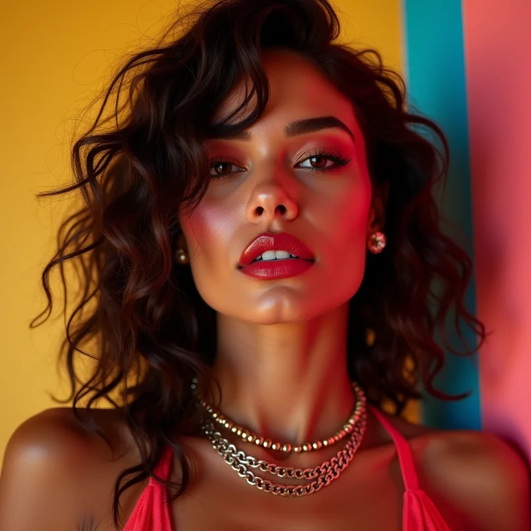 Mulher latina com look inspirado em rockstars icônicos