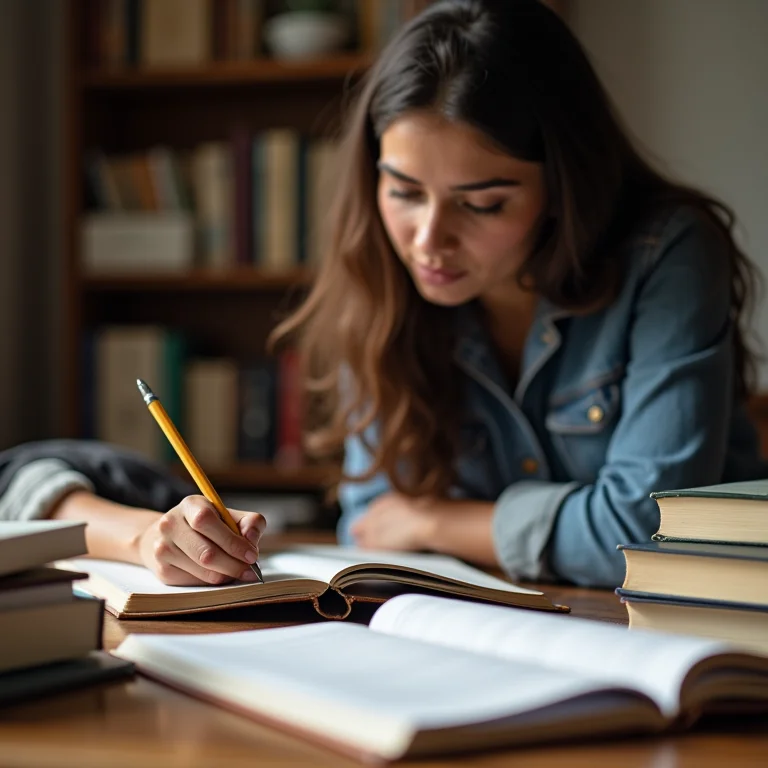 Mulher latina definindo tema de pesquisa
