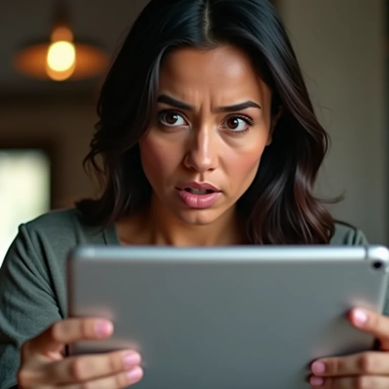 Mulher latina desconfiada de oferta irreal