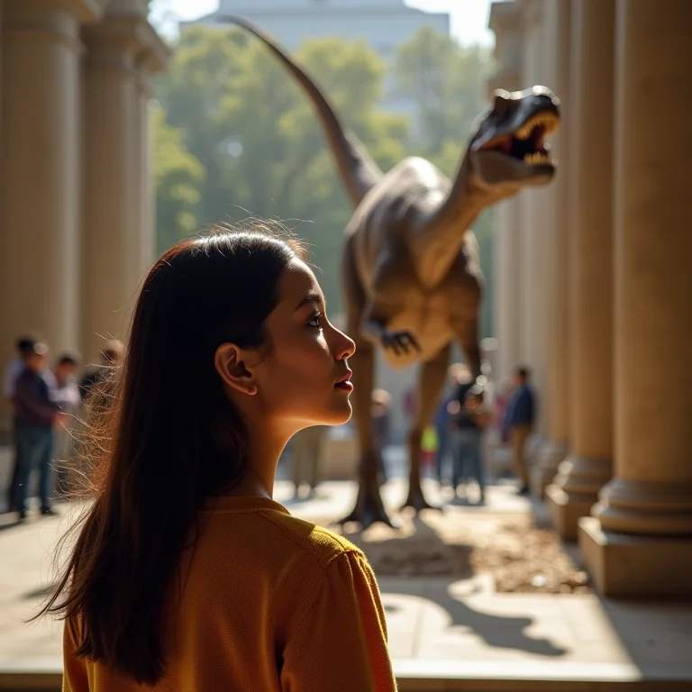 Mulher latina maravilhada no Museu de História Natural Smithsonian