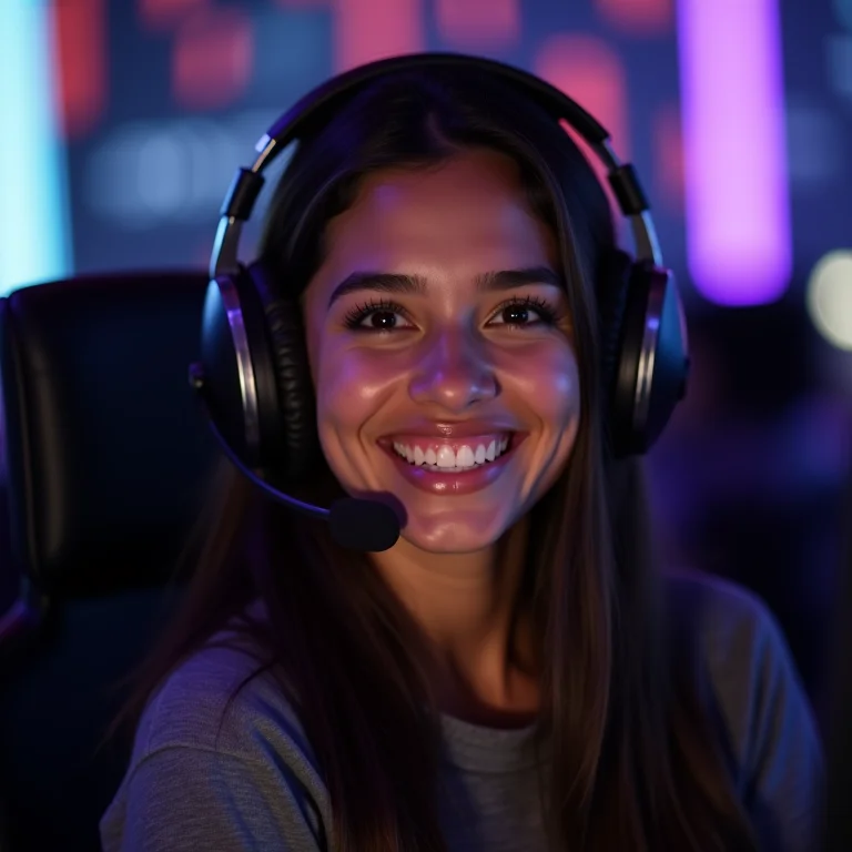 Mulher latina participando de uma competição de eSports