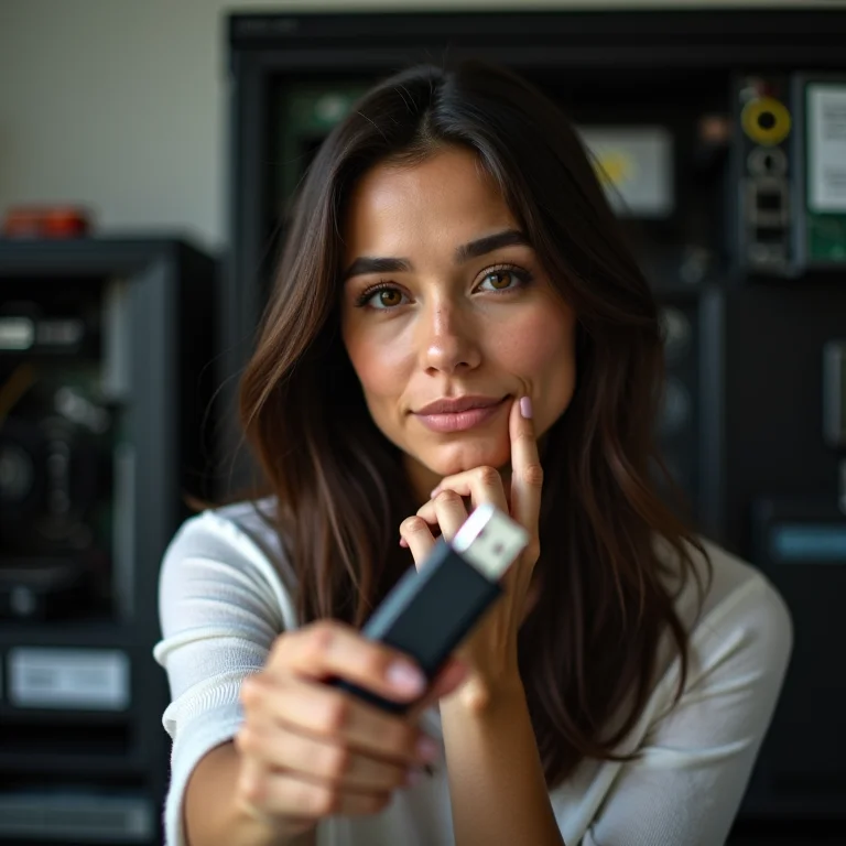 Mulher latina pensando em reinstalar o Windows.