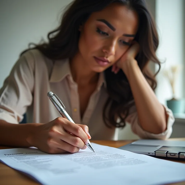 Mulher latina selecionando habilidades para currículo online.
