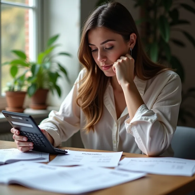 Mulher mid-size determinando os custos envolvidos em redes sociais.