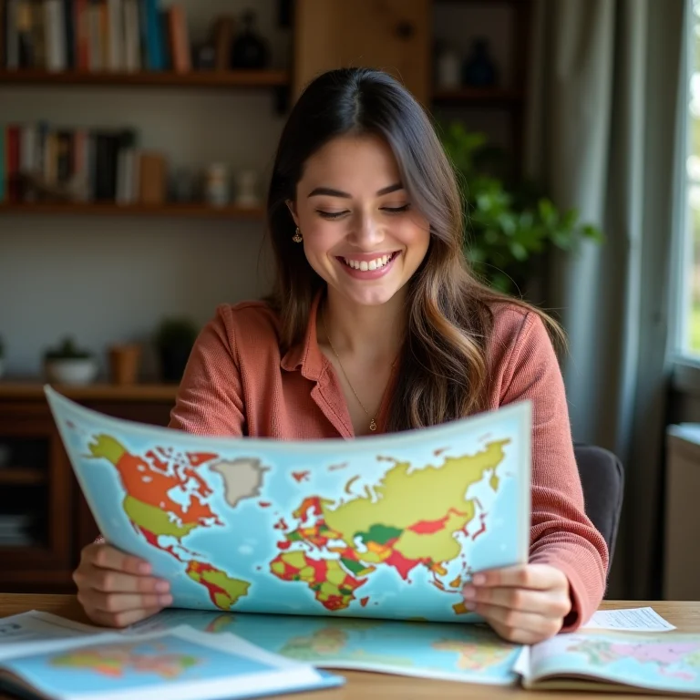 Mulher mid-size planejando intercâmbio High School