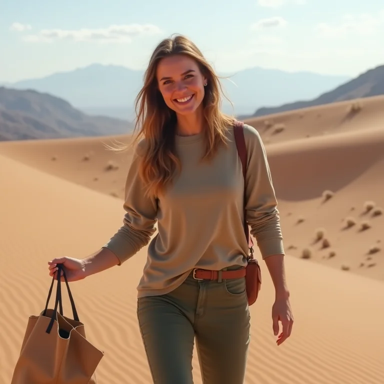 Mulher mid-size praticando turismo sustentável no Deserto do Atacama