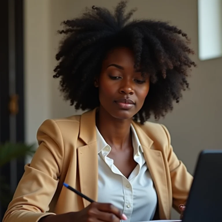 Mulher negra aprendendo ativamente para concurso