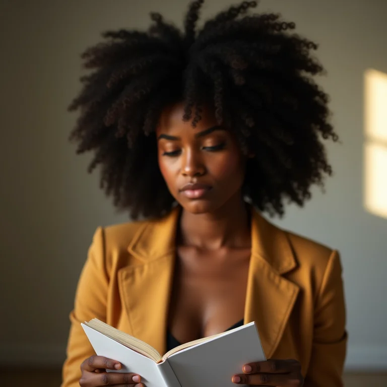 Mulher negra estudando para concurso