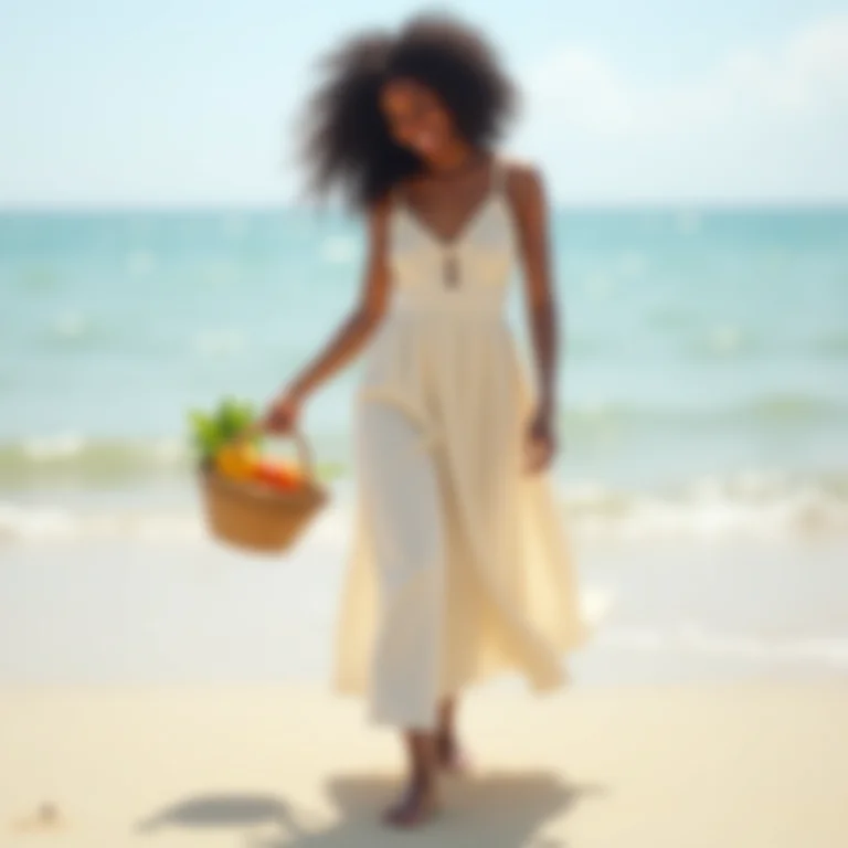 Mulher negra explorando as praias de São Miguel dos Milagres