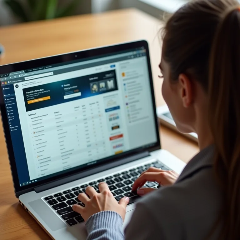 Mulher negra pesquisando preços de ferramentas de redes sociais.