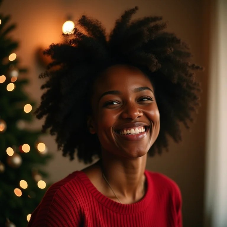 Mulher negra sorrindo durante o Réveillon na Ilha da Madeira