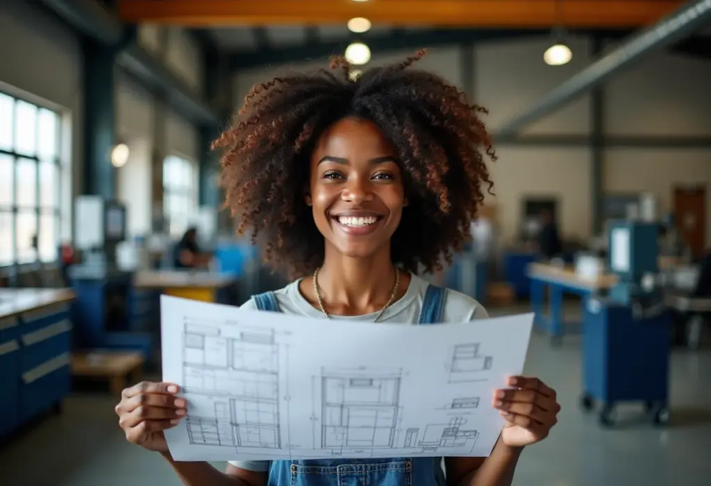 Curso Técnico no SENAI: Guia para entrar e transformar sua carreira Mulher negra sorrindo em um curso técnico do SENAI