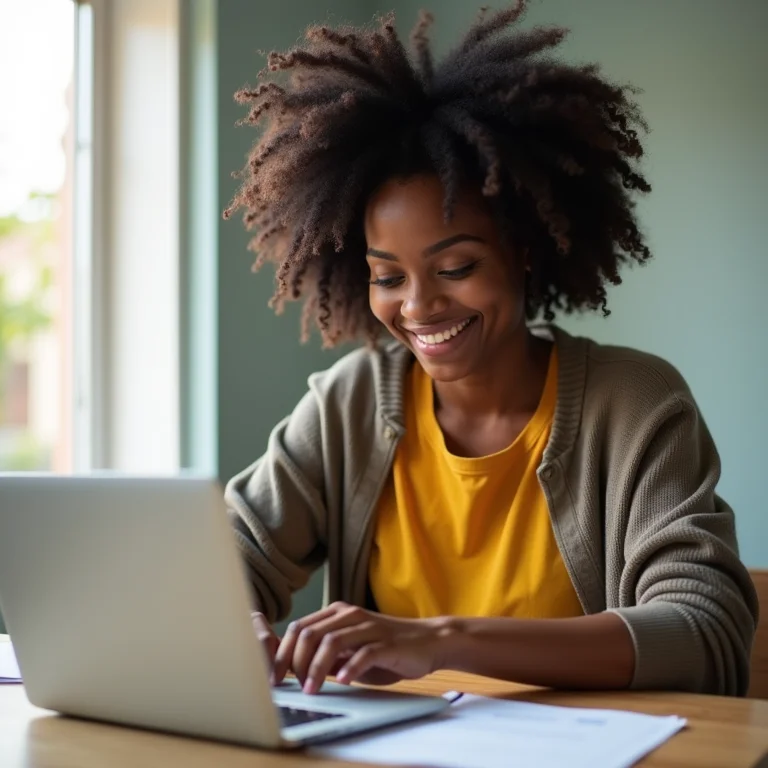 Mulher negra sorrindo enquanto se cadastra no GitHub.