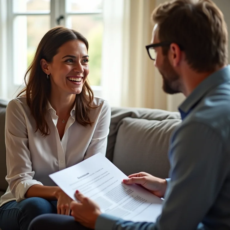 Mulher plus size explicando alienação fiduciária para seu parceiro