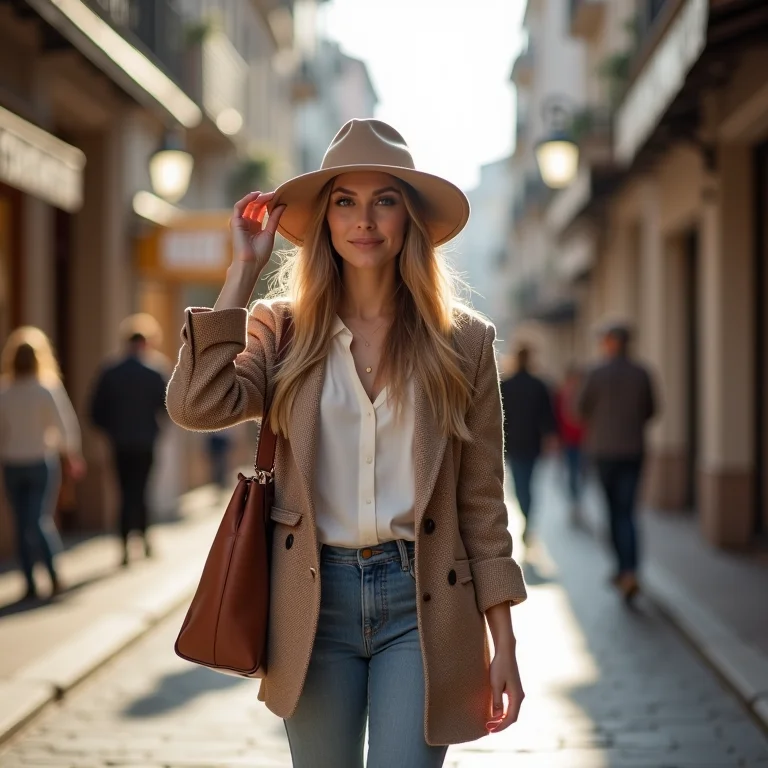 Mulher plus size explorando as lojas no Polo de Moda da Glória.