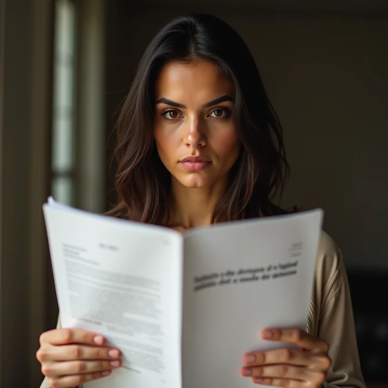 Mulher plus size lendo o Estatuto da Criança e do Adolescente, representando a legislação brasileira contra o trabalho infantil