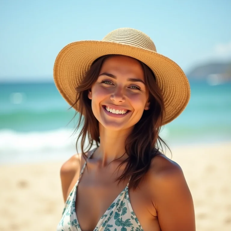 Mulher plus size radiante explorando as praias de São Tomé