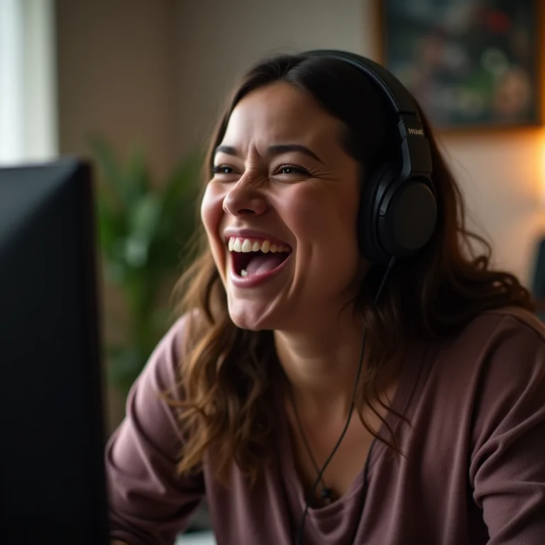 Mulher plus size transmitindo um jogo online e interagindo com a audiência