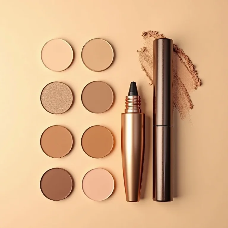 Paleta de sombras neutras, delineador e máscara de cílios