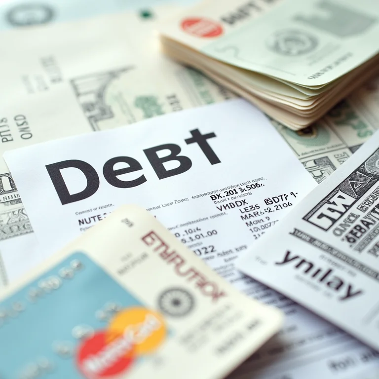 Pilha de contas e faturas de cartão de crédito