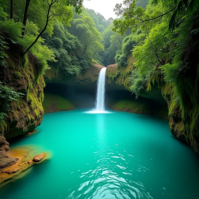 Piscinas naturais cor de jade em Semuc Champey, Guatemala
