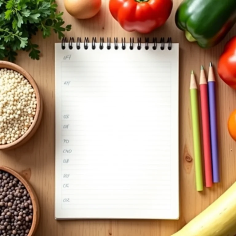 Planejamento semanal de refeições com ingredientes frescos