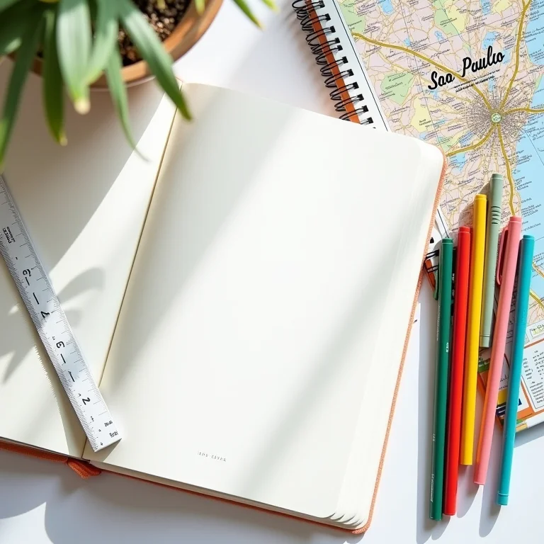 Planner de viagem organizado com mapa de SP