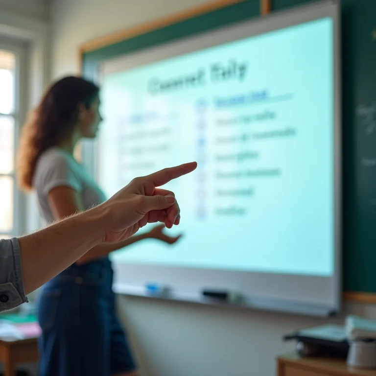 Professor ensinando em lousa digital