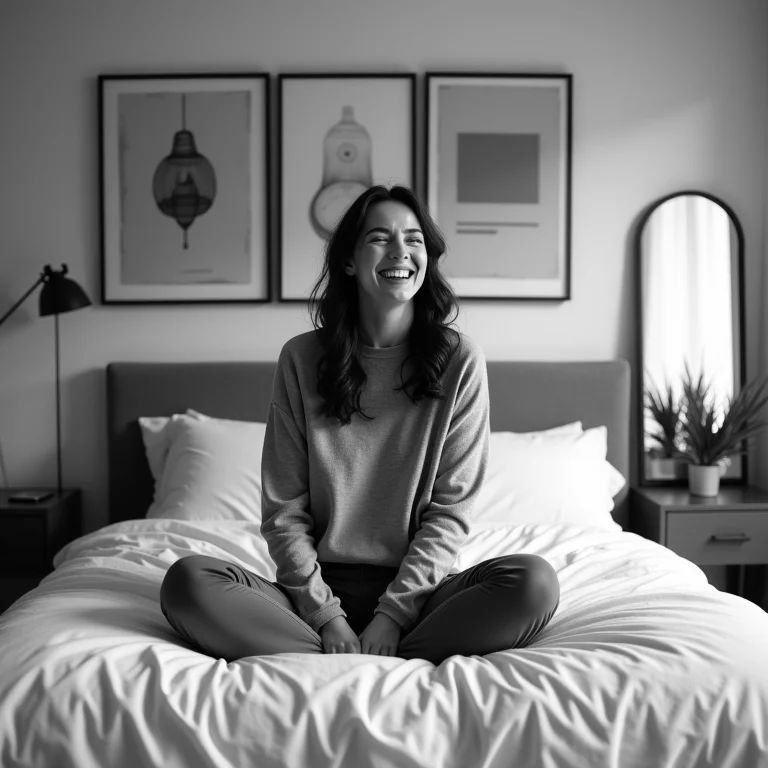 Quarto preto e branco pequeno com design inteligente