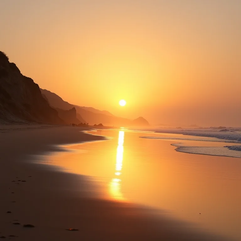 Reflexo do pôr do sol nas Dunas da Praia do Paiva