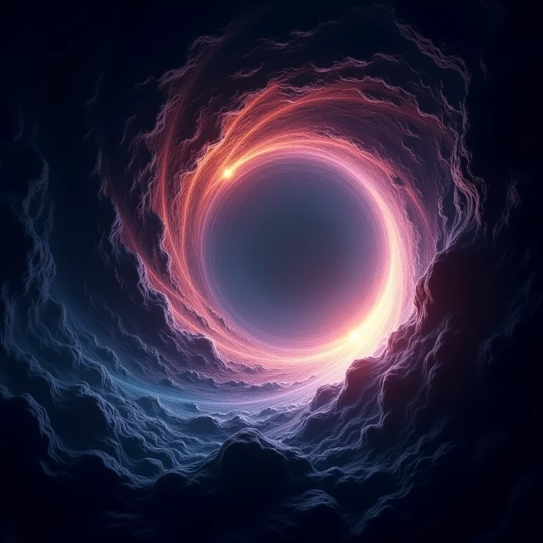 Representação artística de um buraco de minhoca, um portal no espaço-tempo.