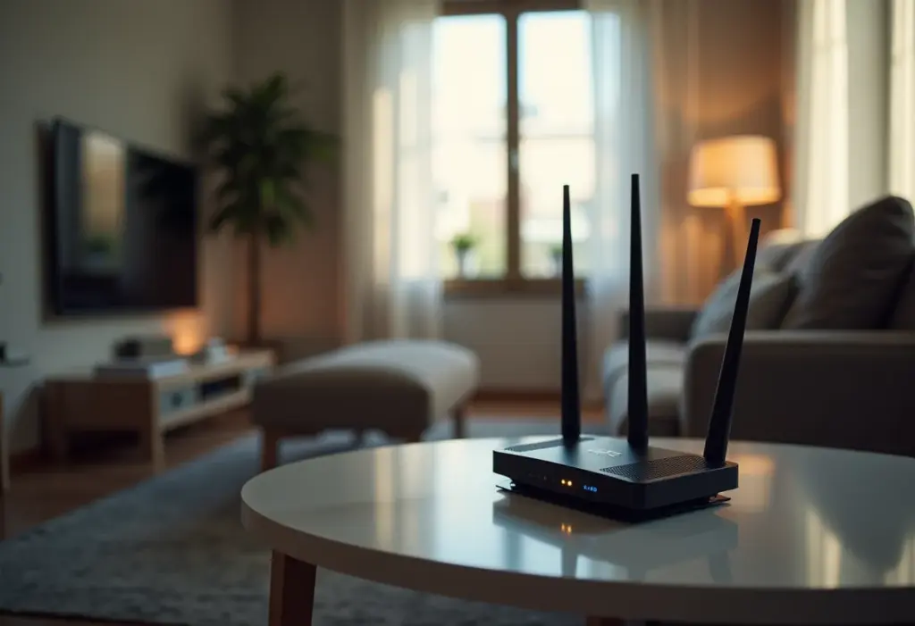 Wi-fi Conectando, Mas Sem Internet? Veja Como Resolver! Roteador Wi-fi piscando em sala de estar moderna