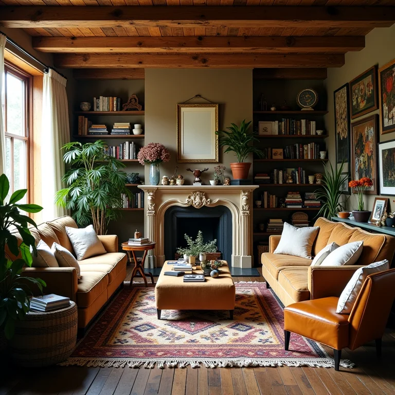 Sala de estar com excesso de móveis