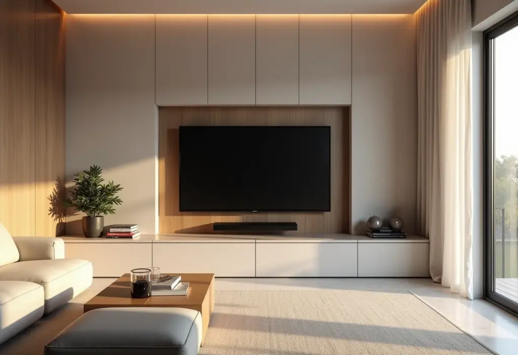 Sala pequena? 7 ideias geniais de painel de TV para otimizar o espaço Sala pequena com painel de TV otimizado