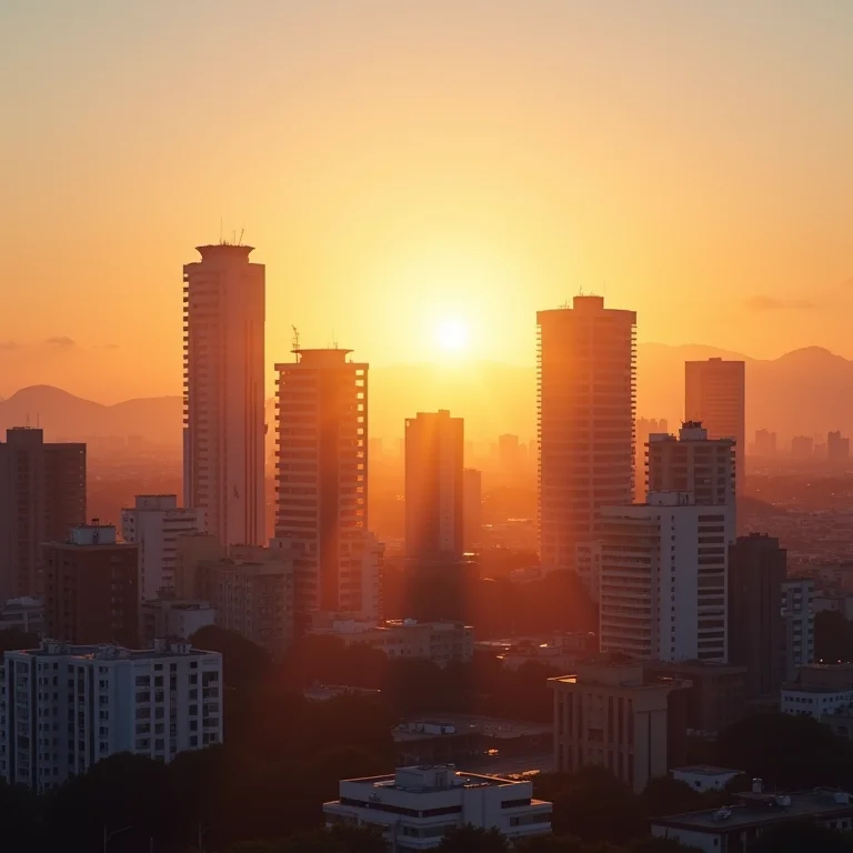 Skyline de Balneário Camboriú ao pôr do sol