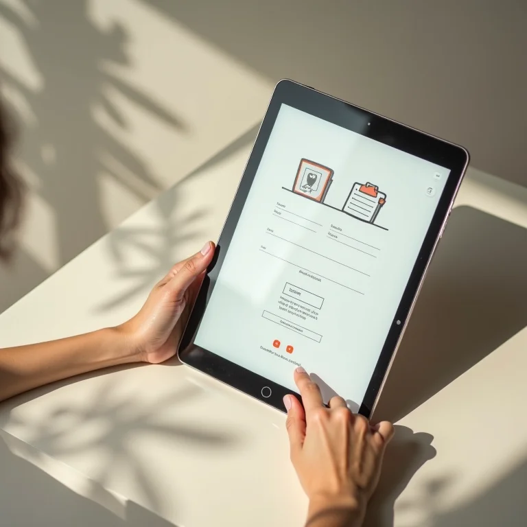 Tablet mostrando aplicativo interativo, representando a inovação na educação.