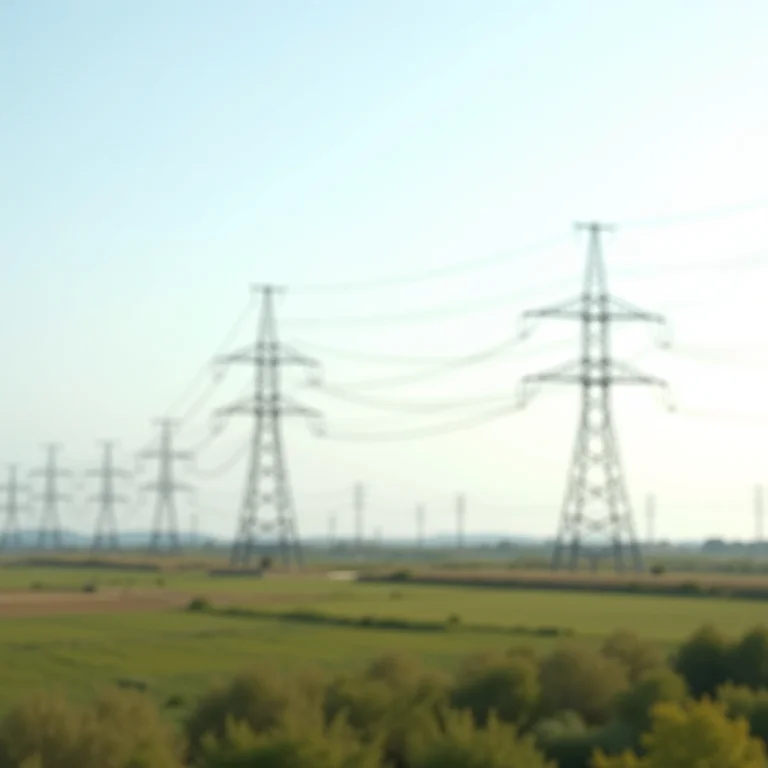 Torres de transmissão de energia em paisagem