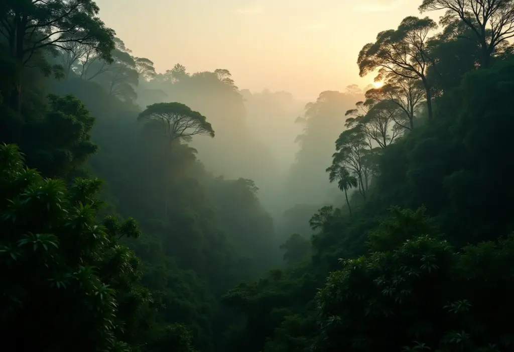 Fotos da fauna amazônica: 10 animais raros que você precisa ver Vista da floresta amazônica ao amanhecer
