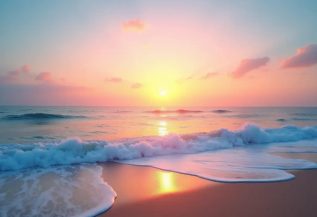 Turismo no Espírito Santo: 7 paraísos que você precisa conhecer Vista panorâmica de uma praia paradisíaca no Espírito Santo ao pôr do sol.