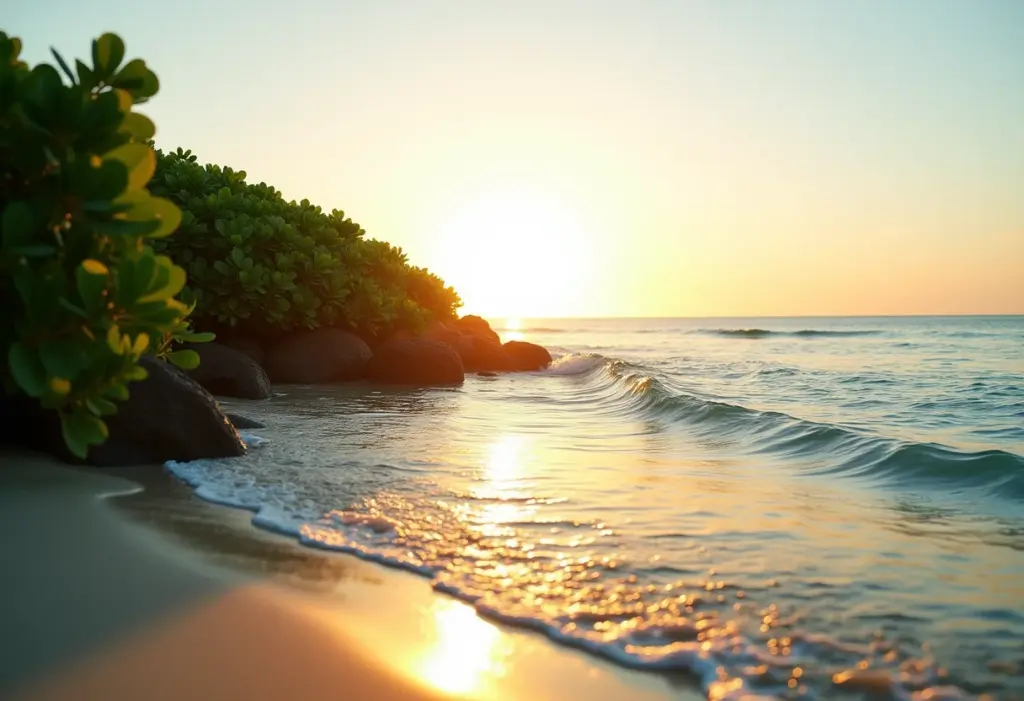 Vista paradisíaca de uma praia secreta em Maceió, Alagoas.